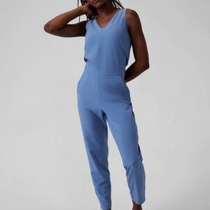 Athleta Cottage Blue Brooklyn jumpsuit size 12 petite.